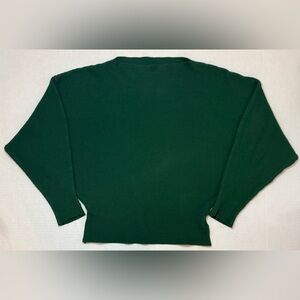 Makarthy Knitted Batwing Sleeves Dolman Sweater Green